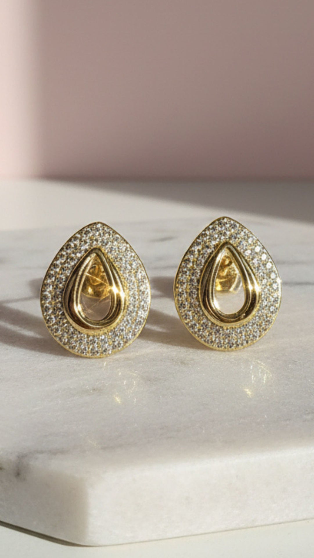 Curved Oval Cut Out Crystal Stud Earrings