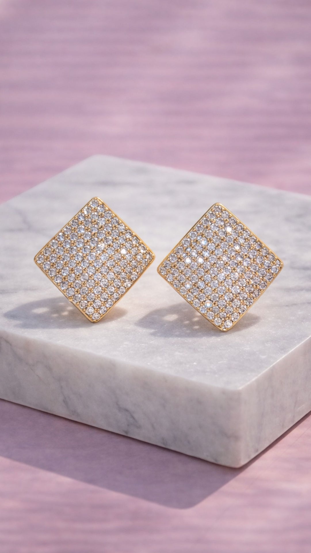Curved Diamond Crystal Pavé Stud Earrings