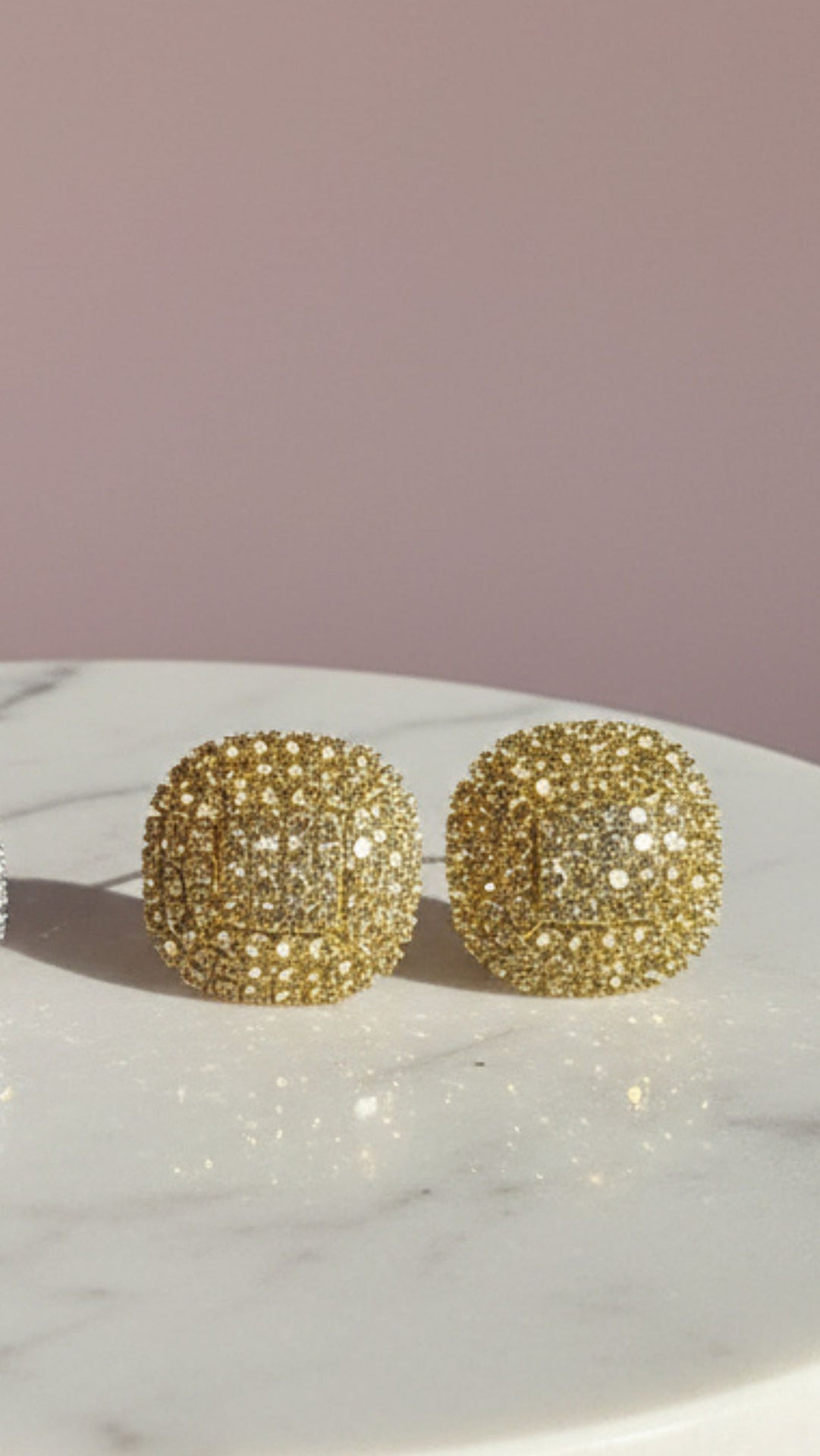Curved Square Crystal Stud Earrings