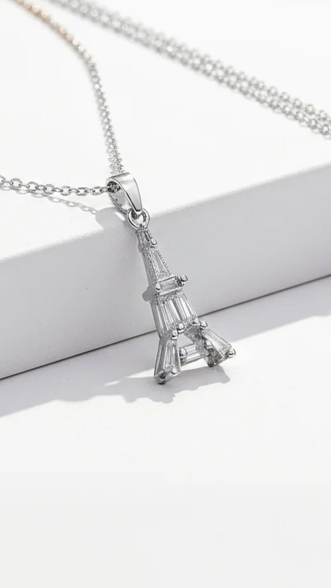 Parisian Eiffel Tower Crystal Pendant Necklace