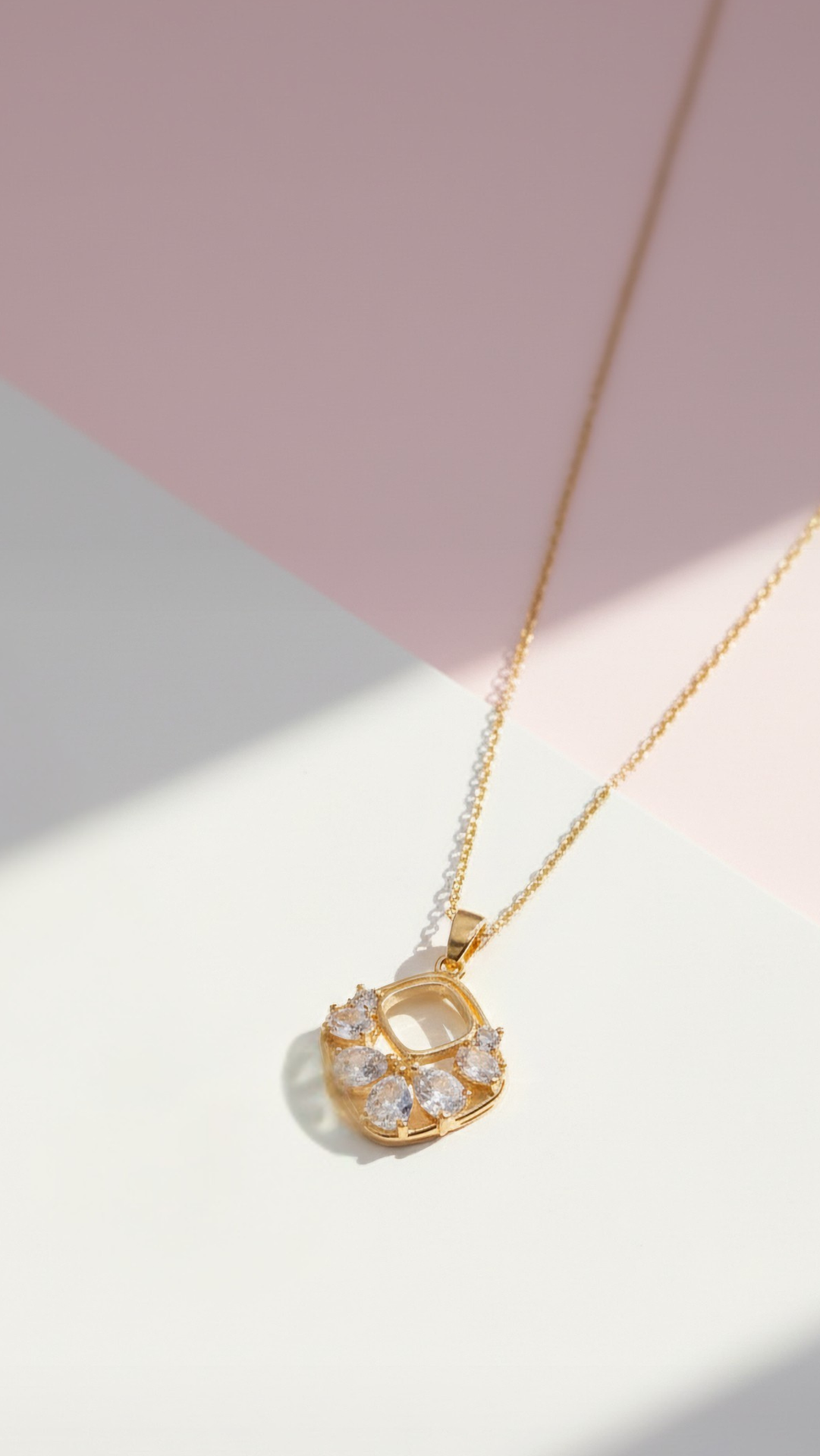 Geometric Crystal Pendant Necklace