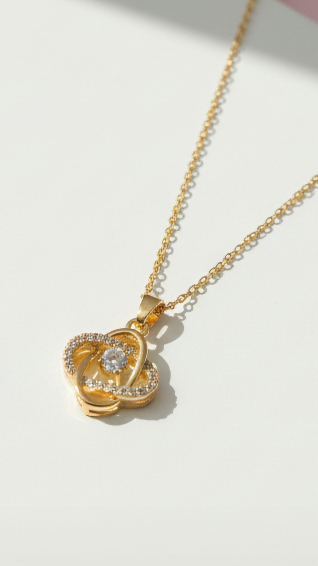 Oval Layered Crystal Pendant Necklace