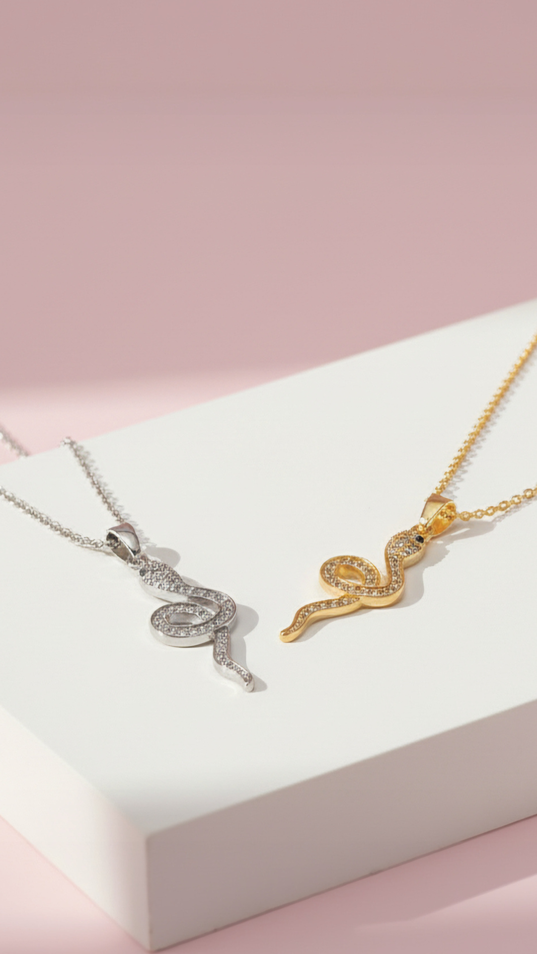 Serpent Snake Crystal Pendant Necklace