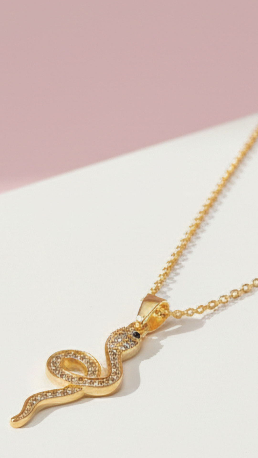 Serpent Snake Crystal Pendant Necklace