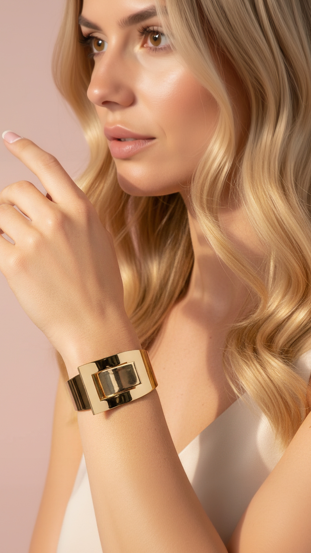 Buckle Clamper Shiny Cuff Bangle