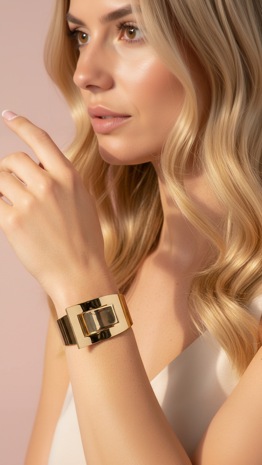 Buckle Clamper Shiny Cuff Bangle