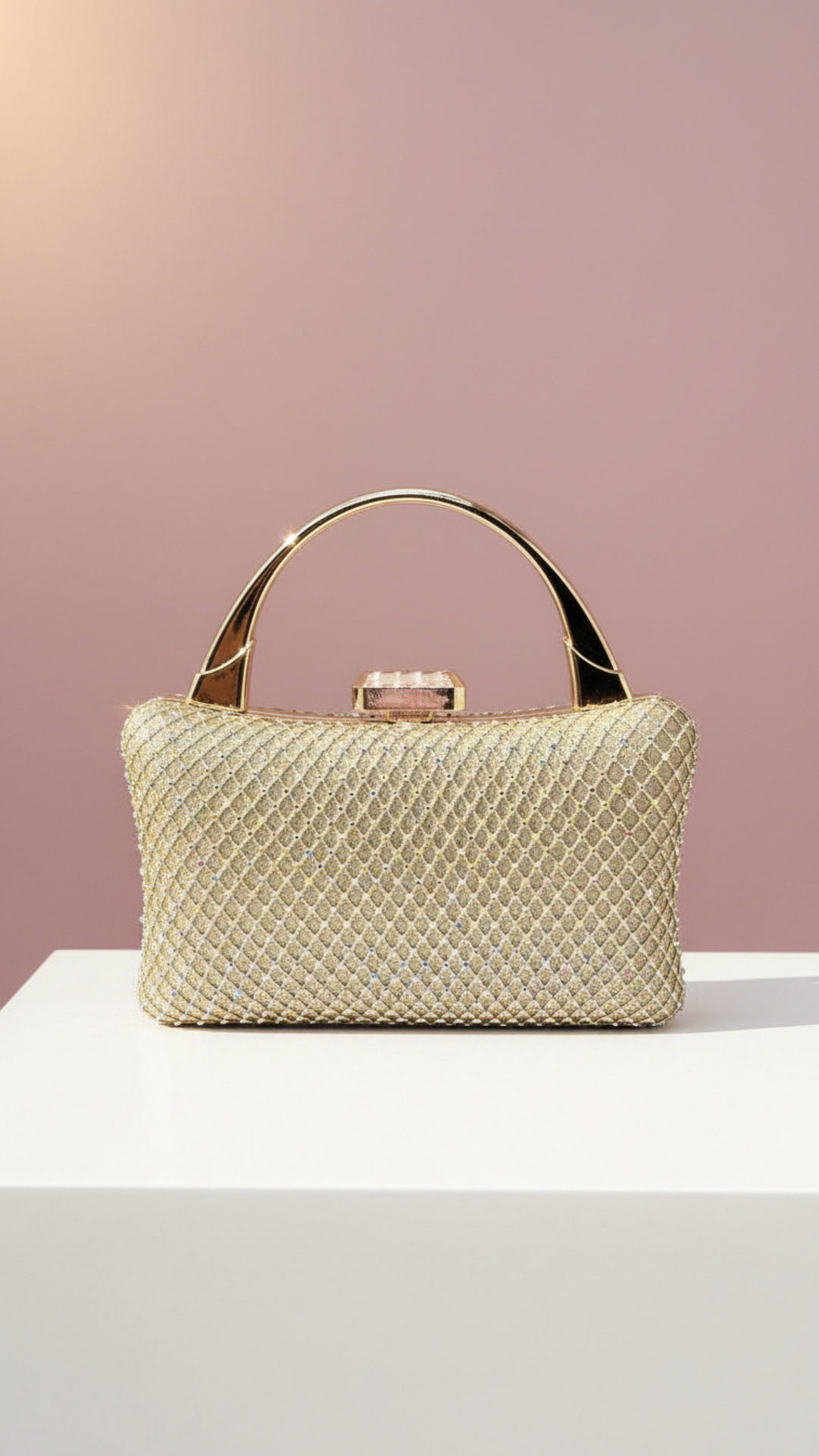 Crystal Mesh Embellished Box Crystal Clutch bag