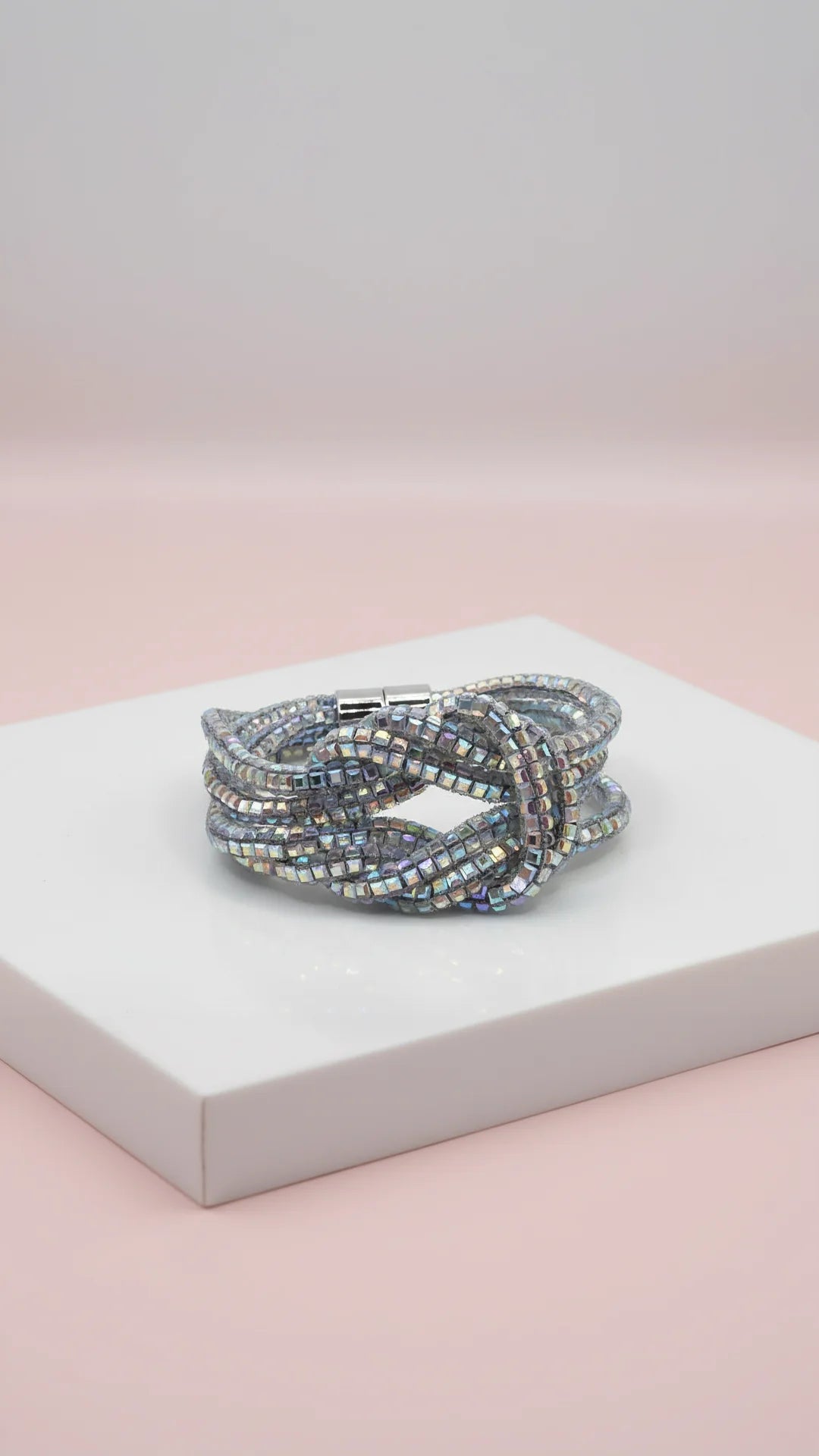 Mirrored Knotted Crystal Bracelet With Magnetic Closure