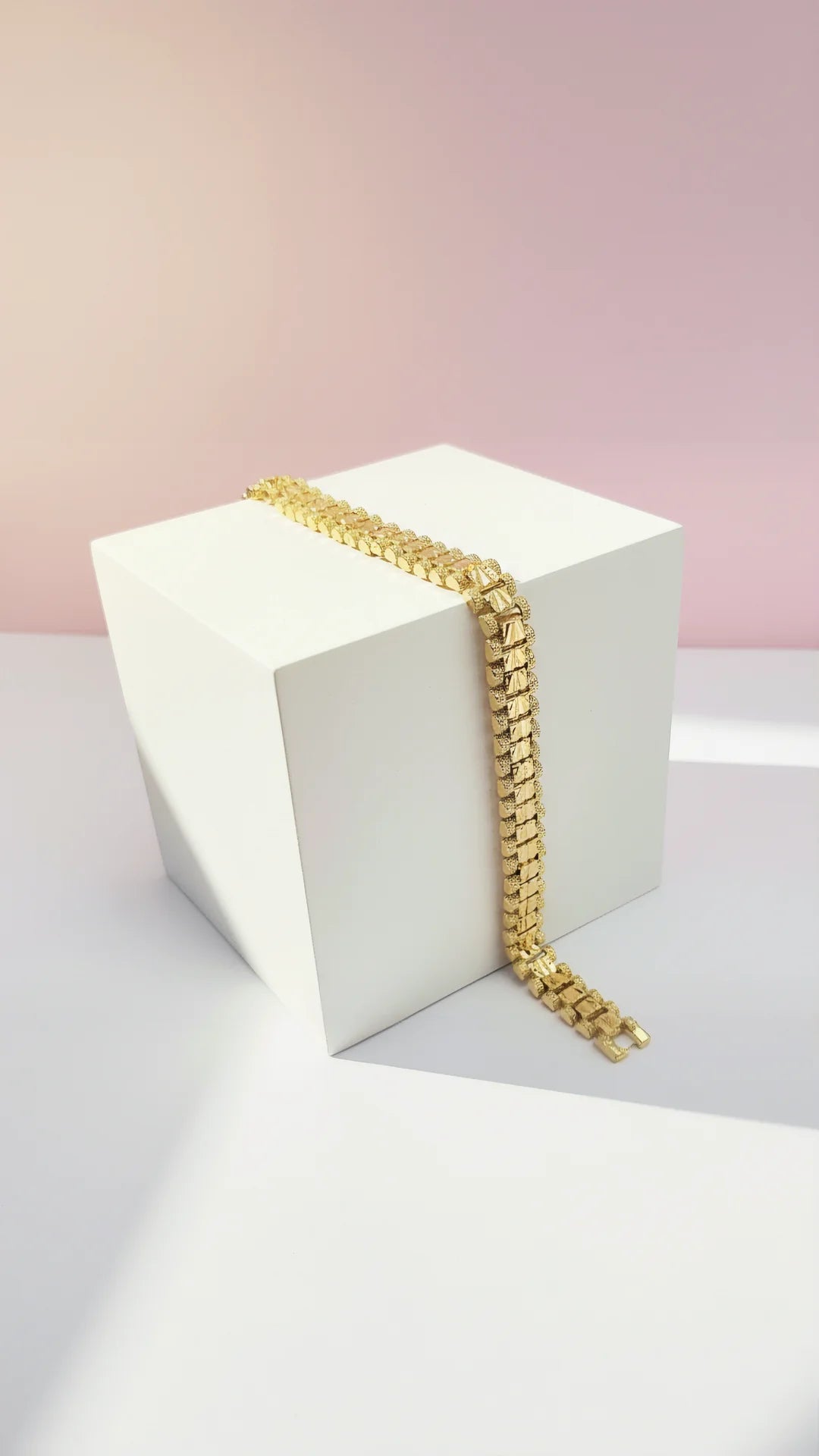 24k Gold Plated Mini Square Link Bracelet