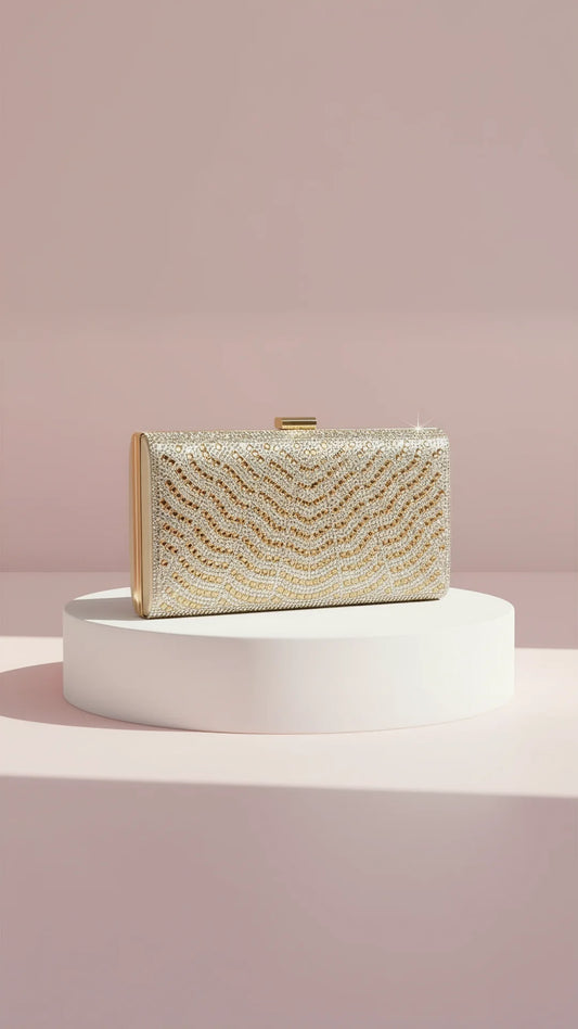 Gold Embellished Box Clutch Bag