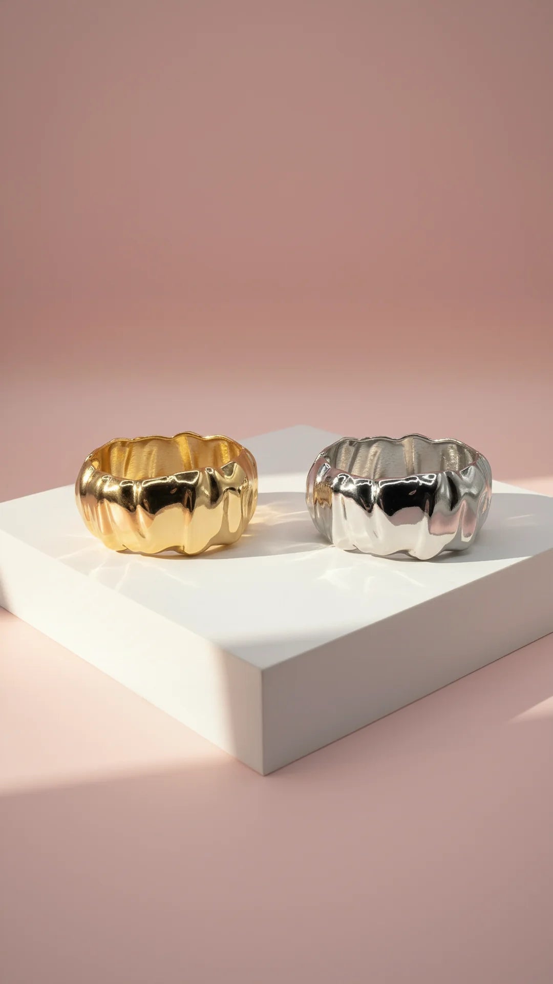 Chunky Melted Ripple Statement Cuff Bangle