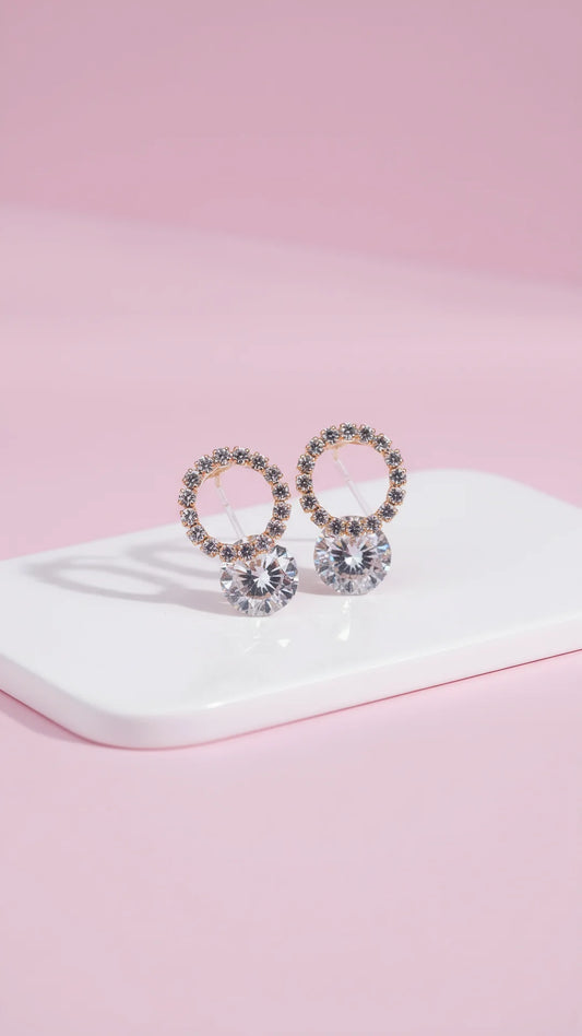Circular Brilliant Cut Crystal Stud Earrings