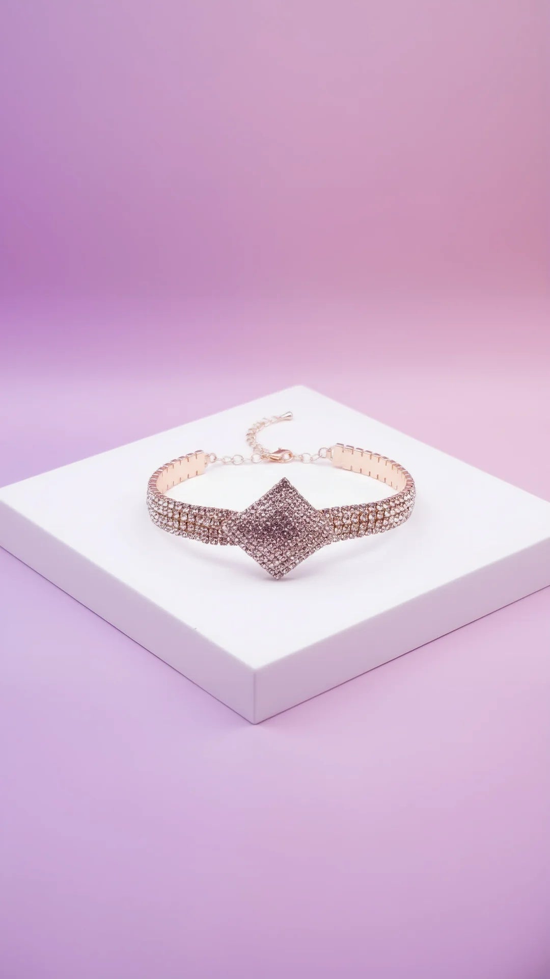 Gold Square Crystal Tennis Bracelet