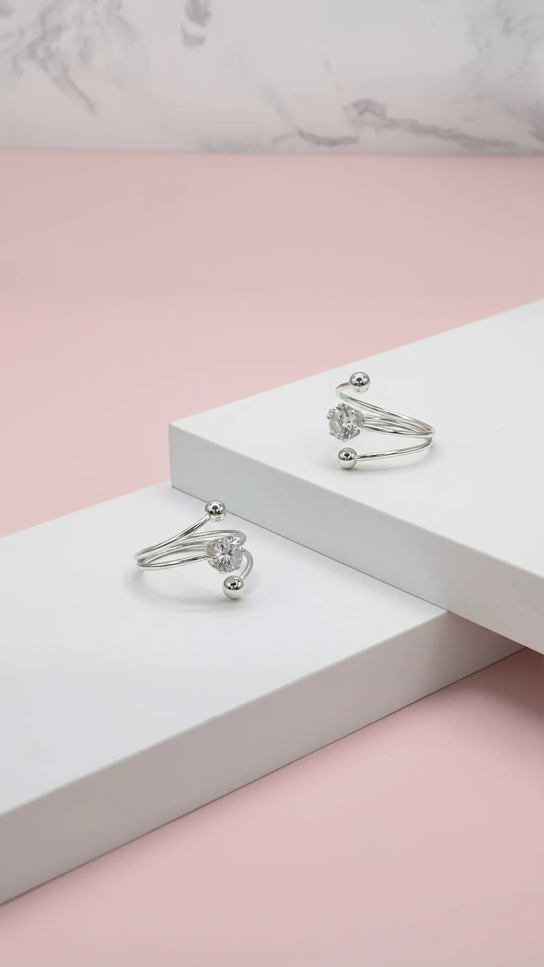 Solitaire Wrap Around Free Size Stacking Rings