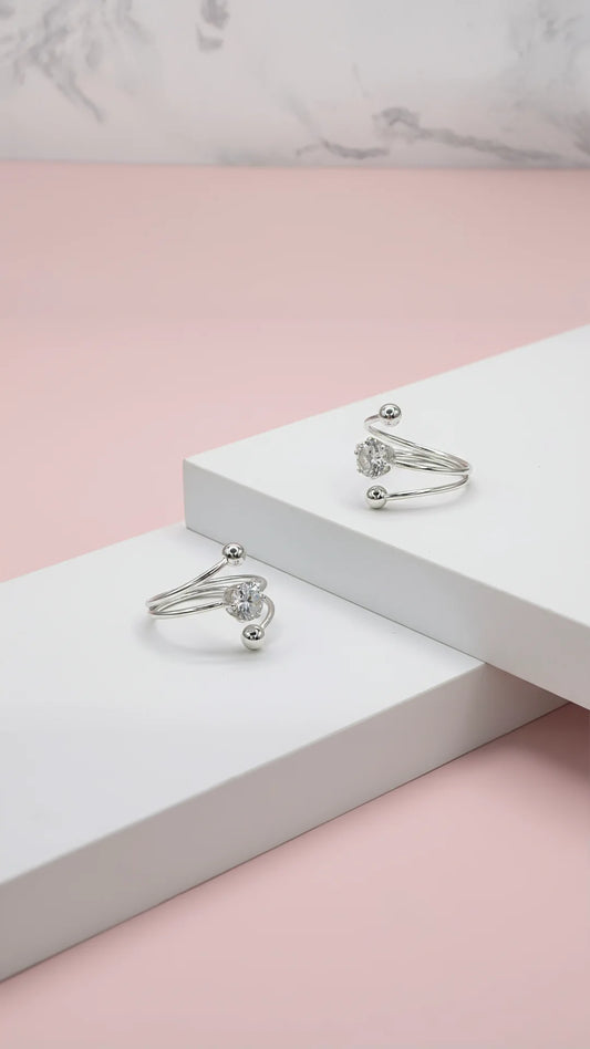 Solitaire Wrap Around Free Size Stacking Rings
