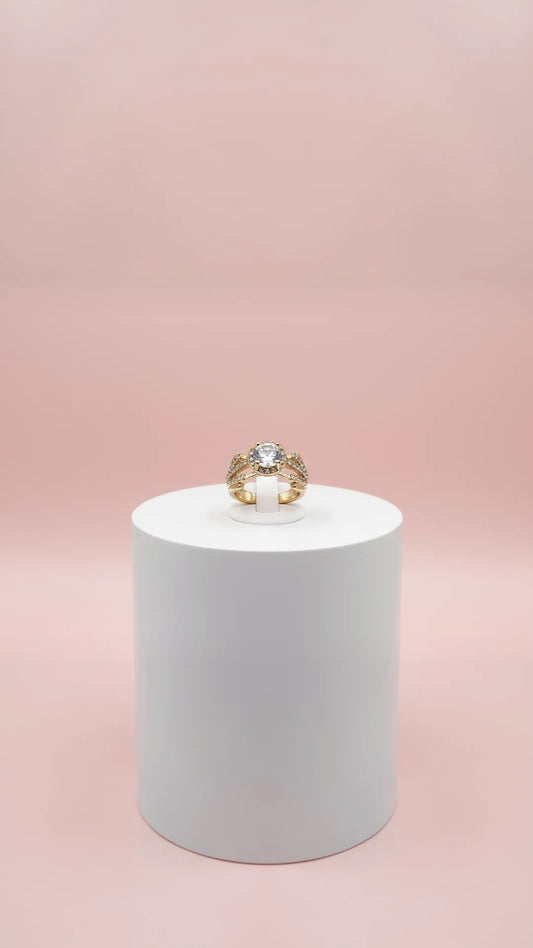 Luxe Round Cut Crystal Ring Gold Box set of 12