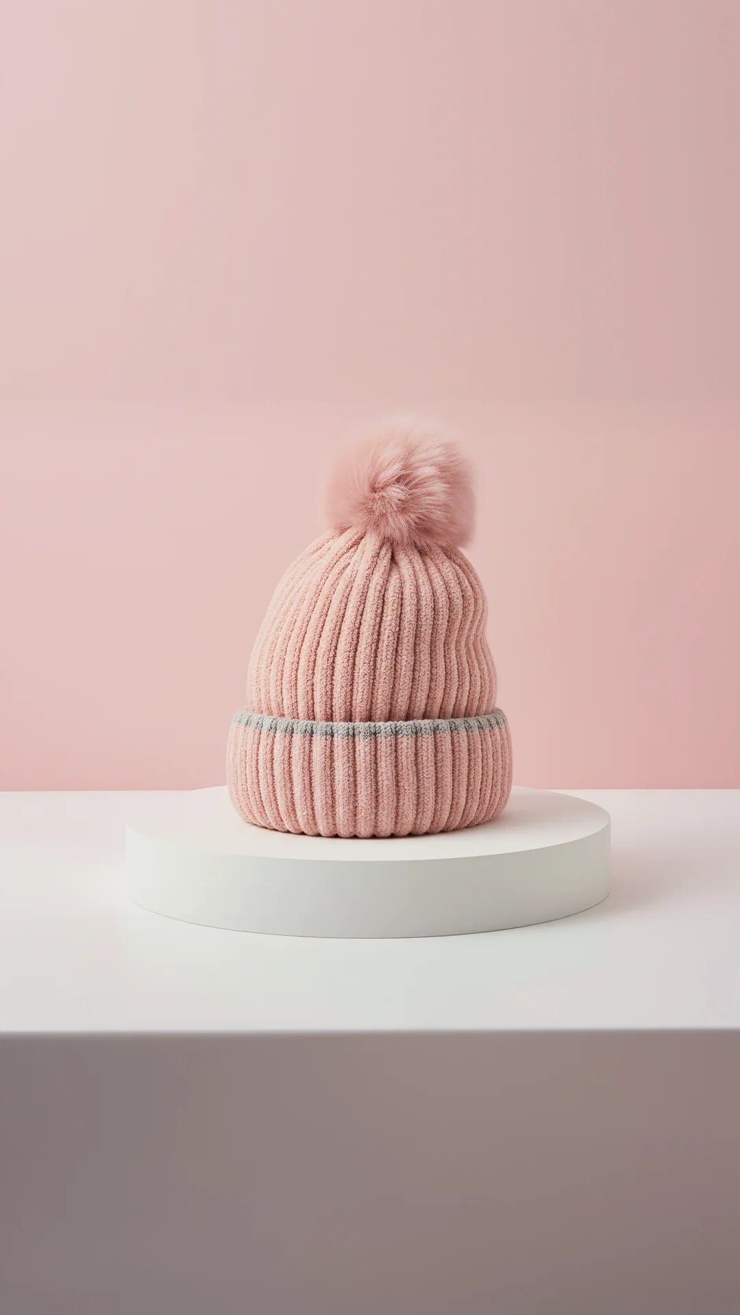 Stripe Knitted Fluffy Bobble Hats Pack of 12