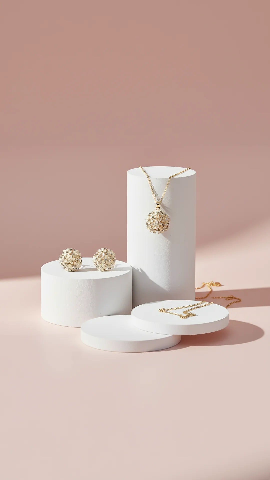 Flower Cluster Crystal Necklace & Earrings Set