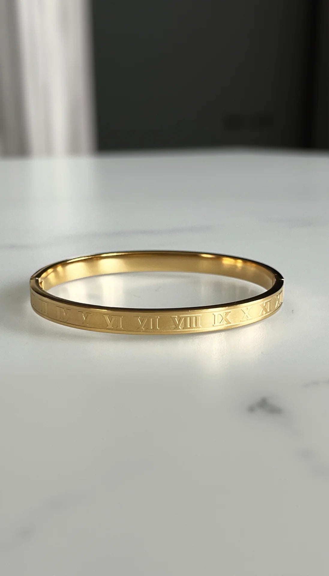 Waterproof Roman Numeral Stainless Steel Stacking Bangle