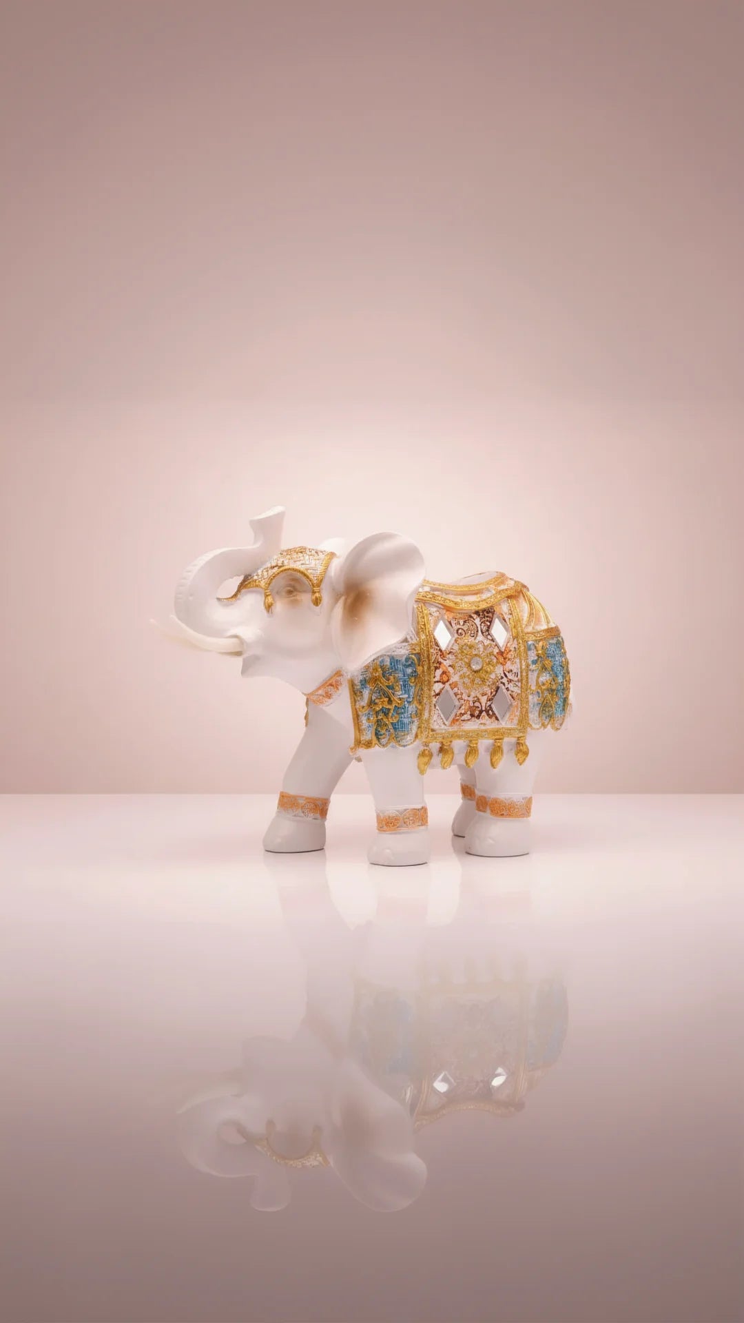 Standing Mirrored Mosaic Elephant With Trinket Holder