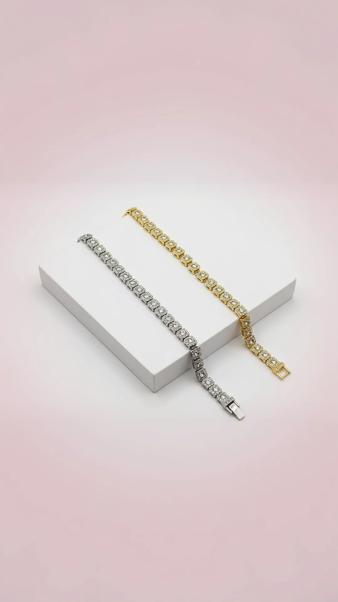 Square Crystal Jewelled Tennis Bracelet