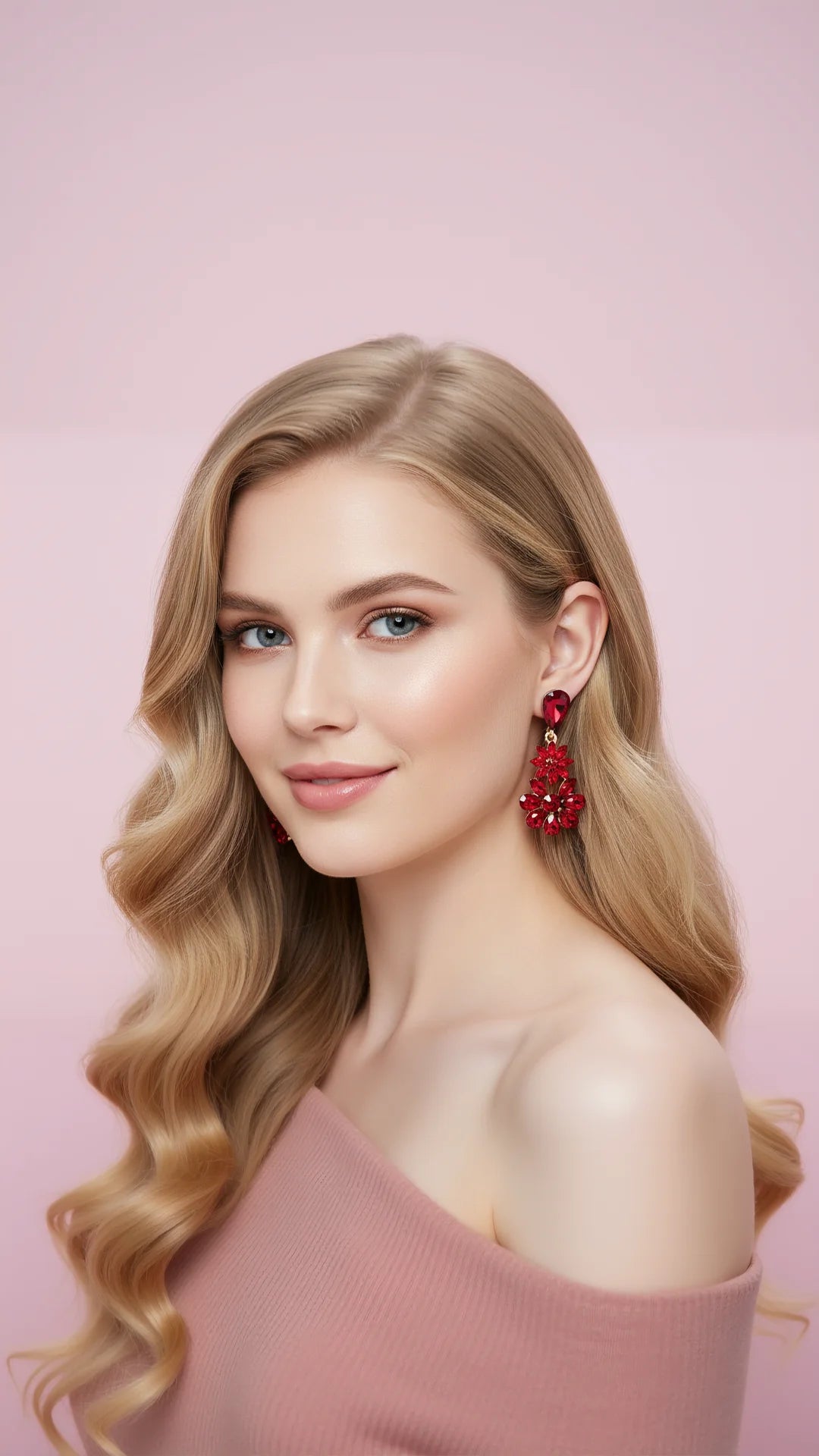 Red Crystal Statement Drop & Dangle Earrings