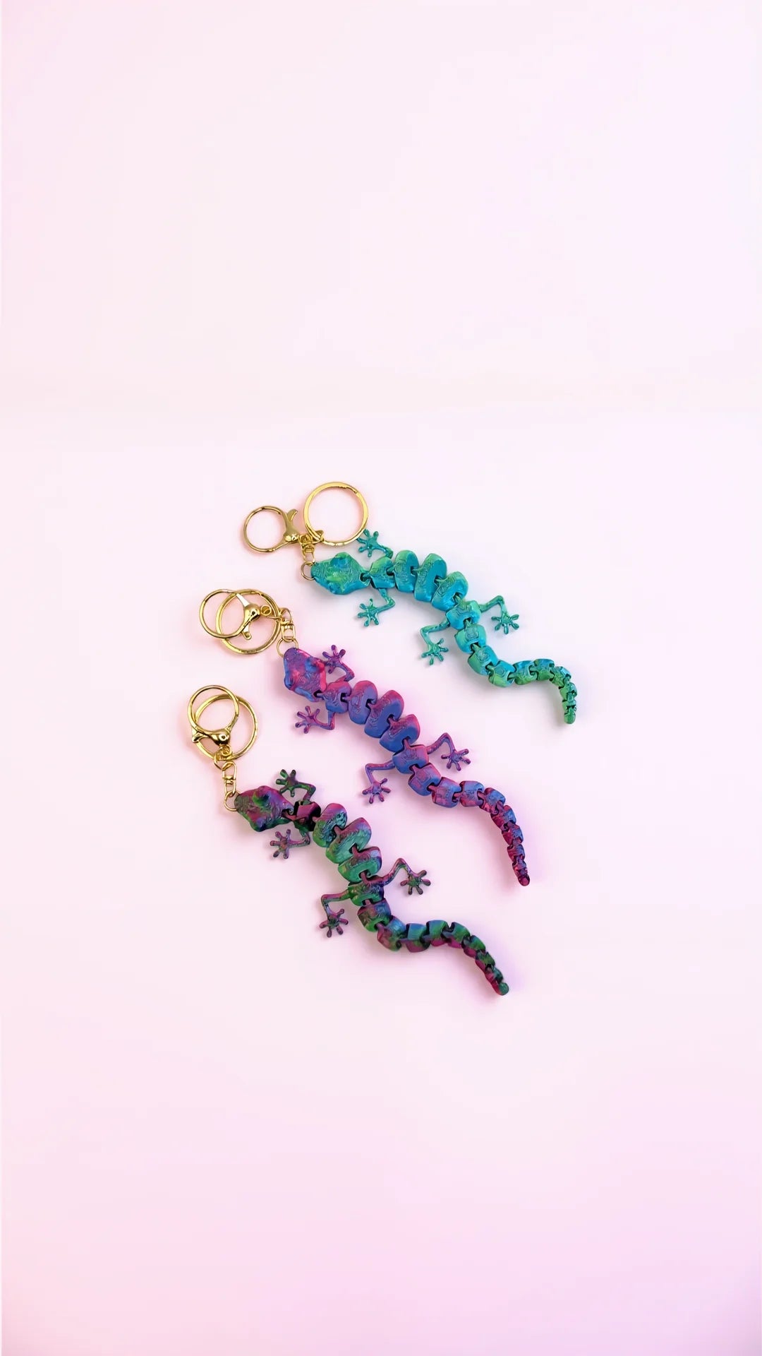 3D Printed Articulated Fantasy Gecko : Bioplastic Fidget Key Ring