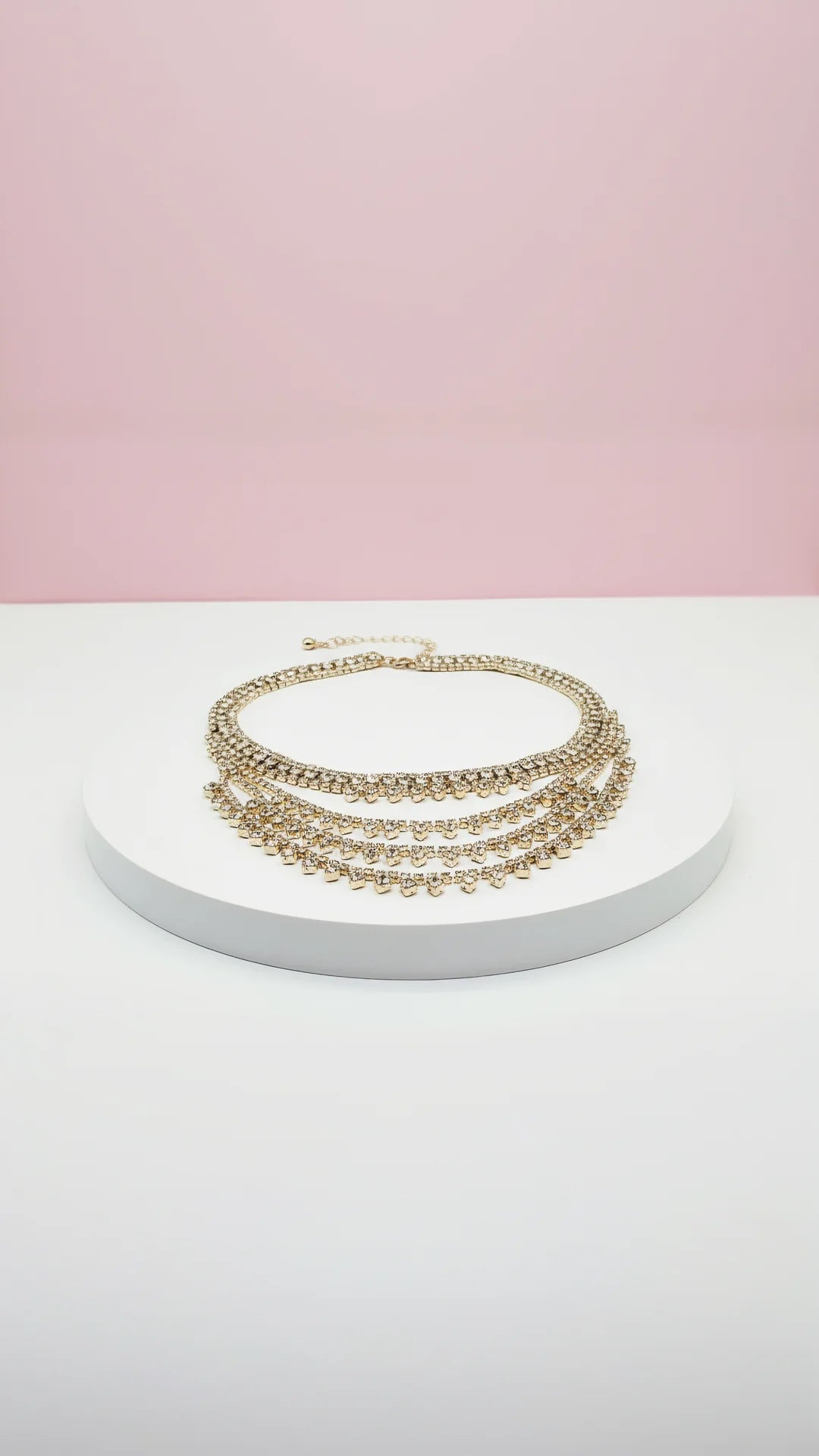 Luxe Layered Curved Crystal Necklace