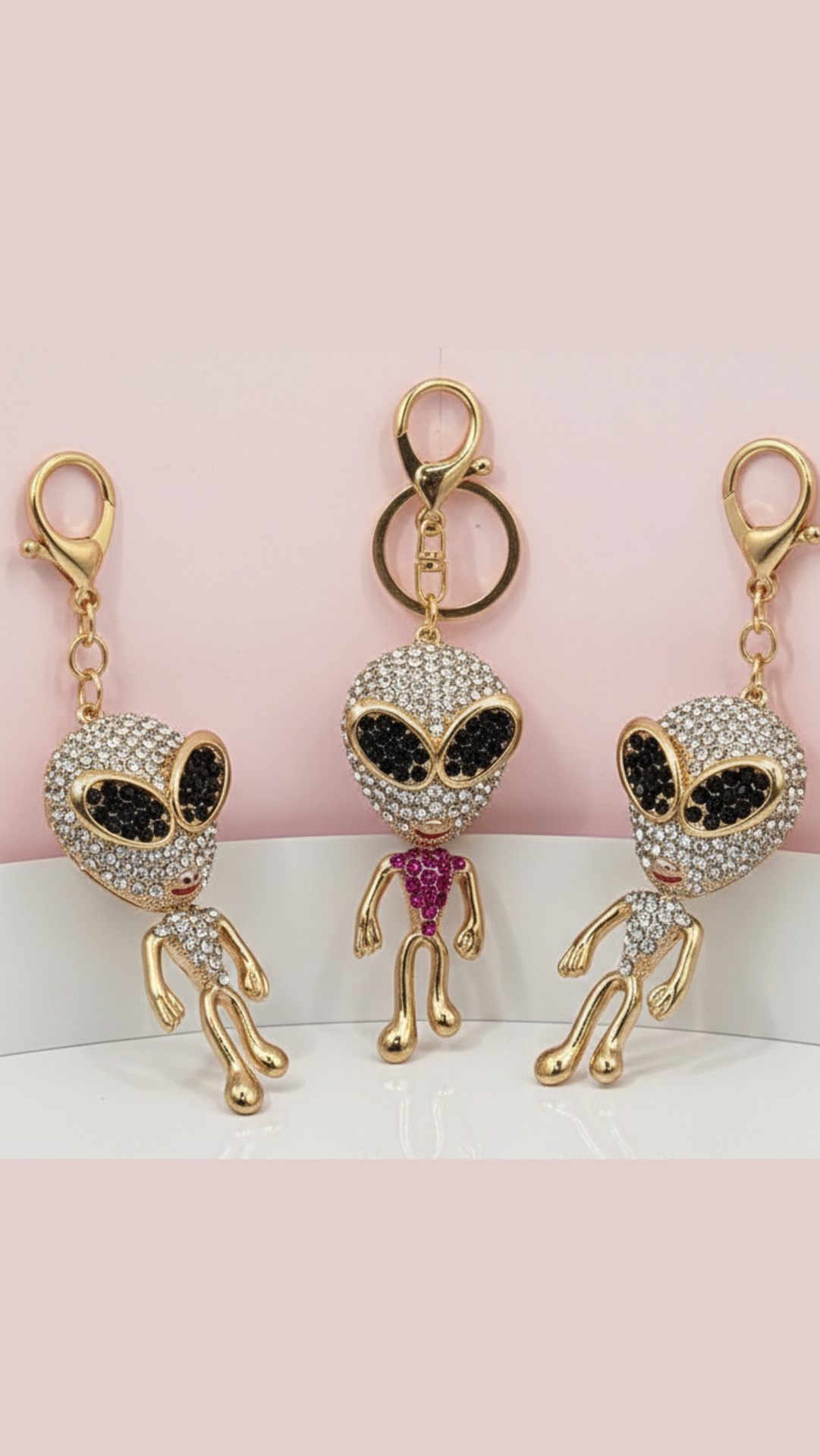 Groovy Alien Crystal Key Ring & Bag Charm