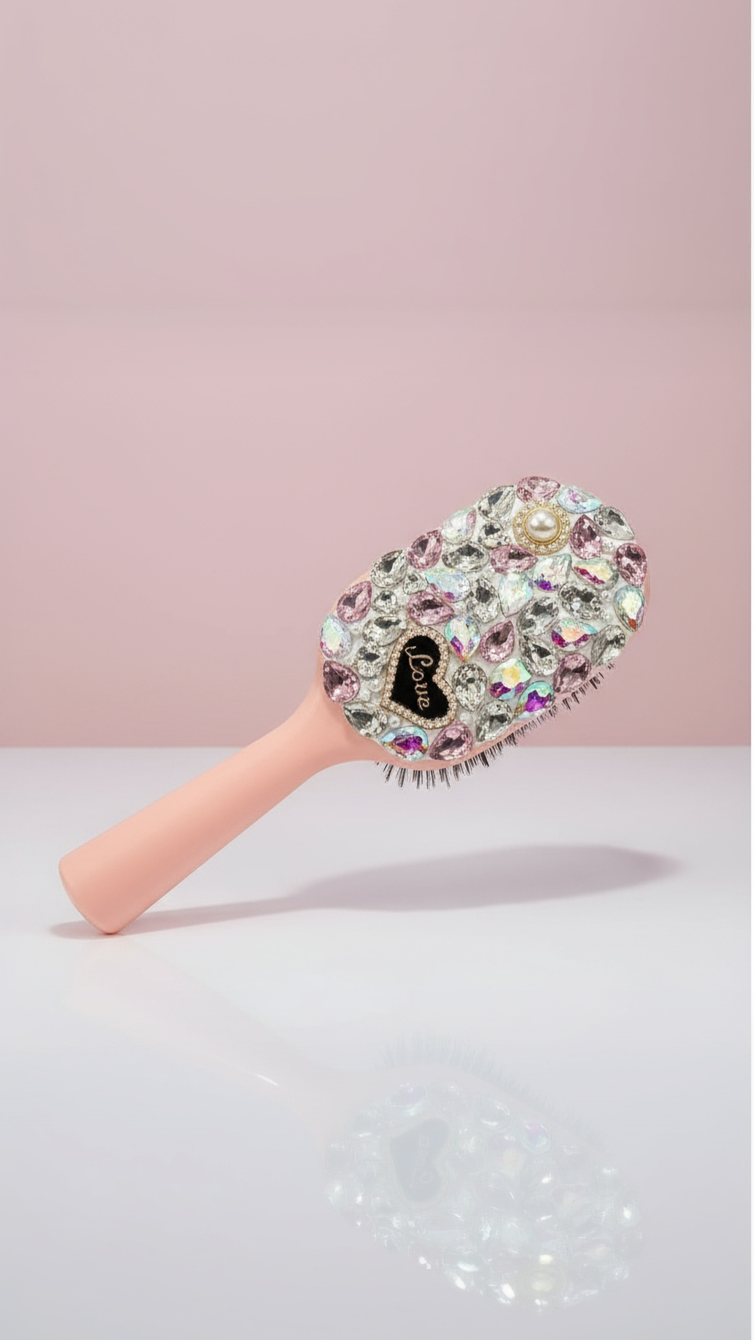 Jeweled Crystal Paddle Hair Brush Massage Comb
