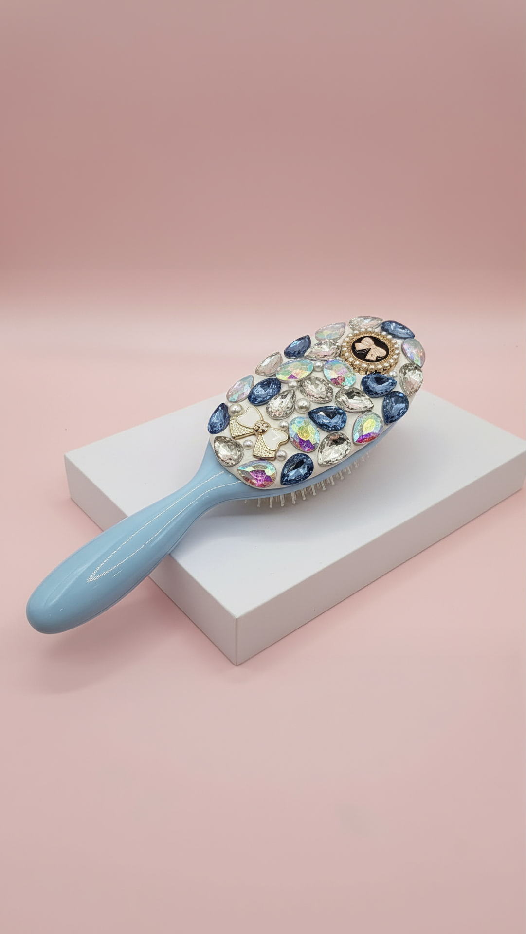 Jeweled Crystal Paddle Oval Hair Brush Massage Comb