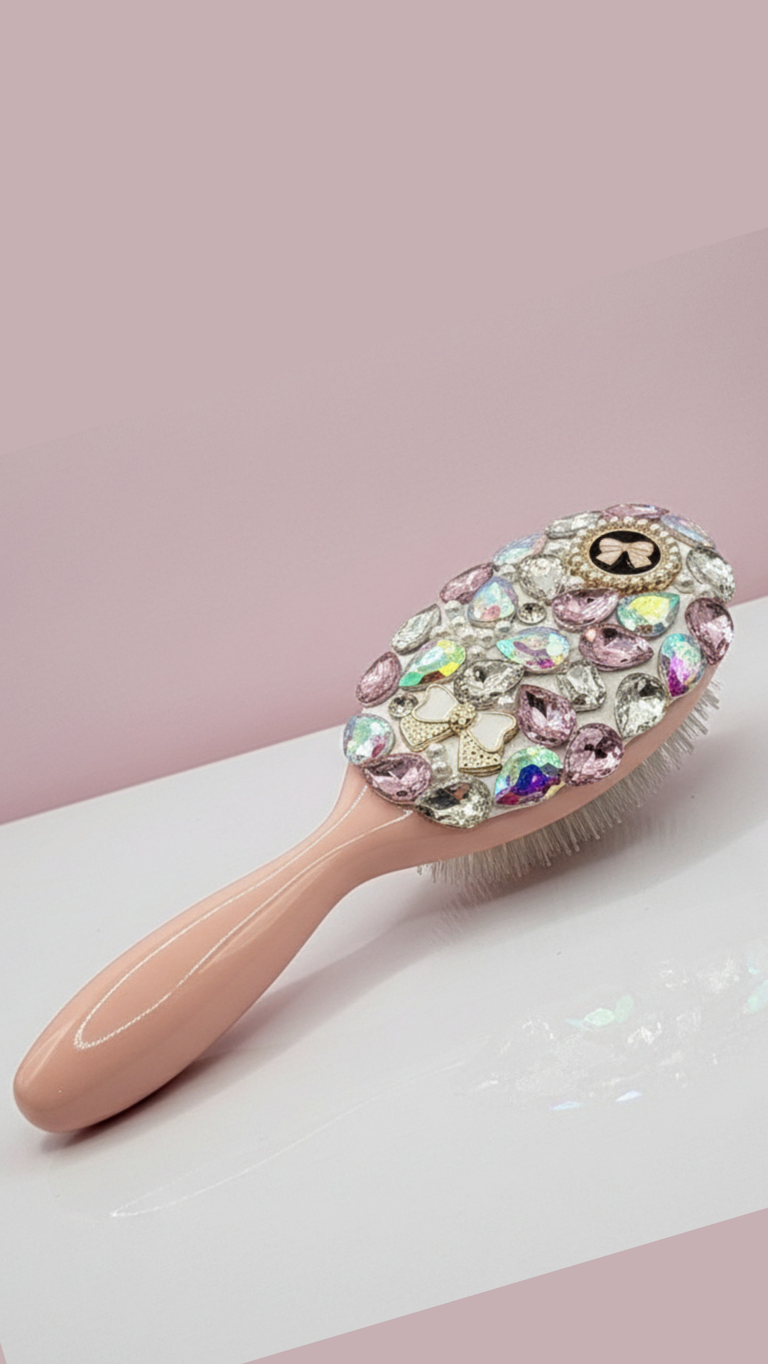 Jeweled Crystal Paddle Oval Hair Brush Massage Comb