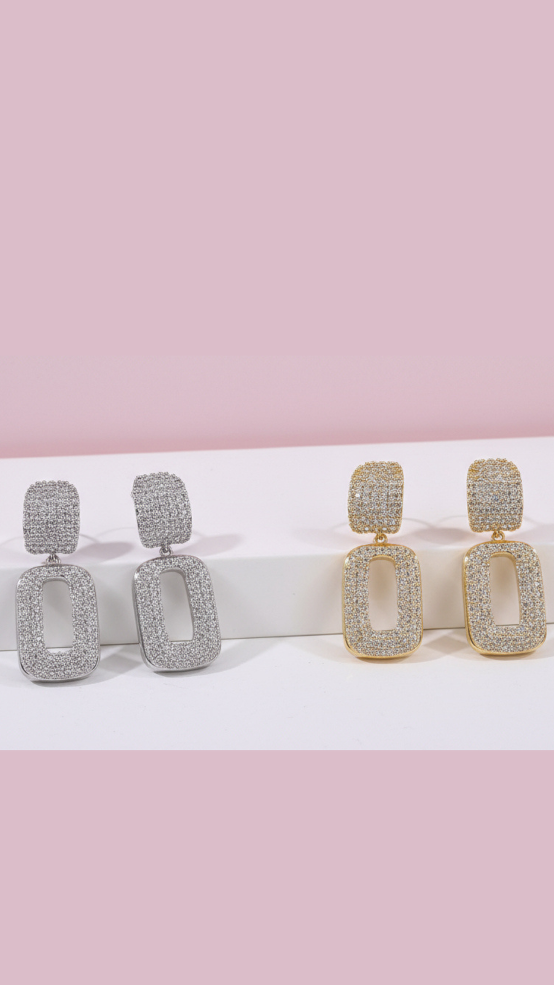 Crystal Micro Pavé Oblong Drop & Dangle Earrings