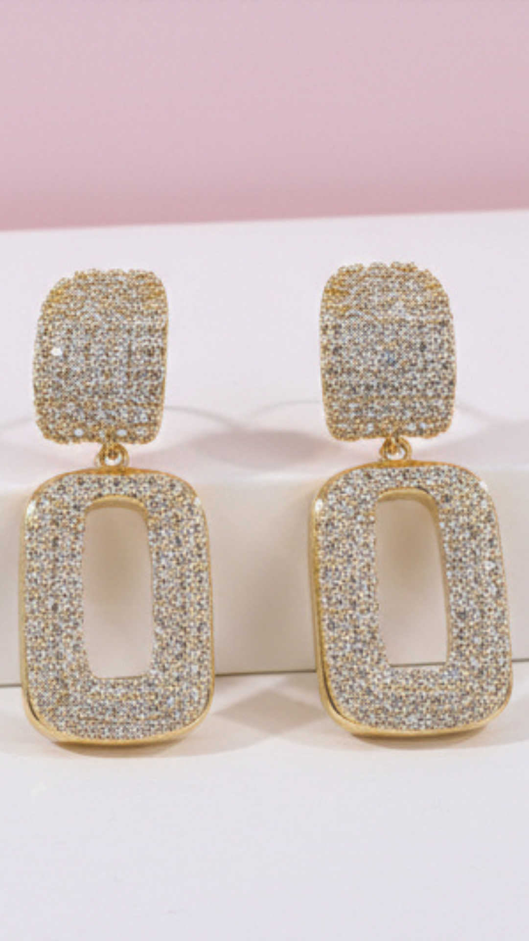 Crystal Micro Pavé Oblong Drop & Dangle Earrings