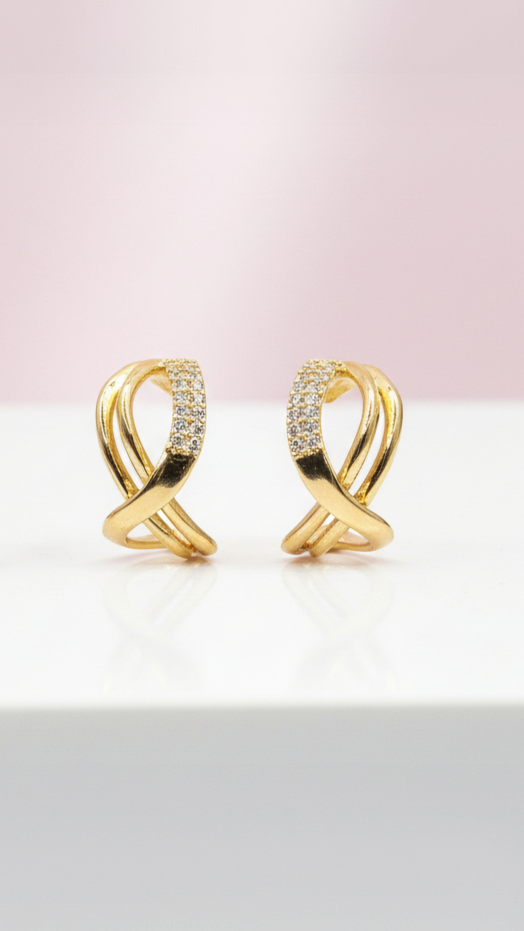 Cross Over Crystal Stud Huggie Earrings