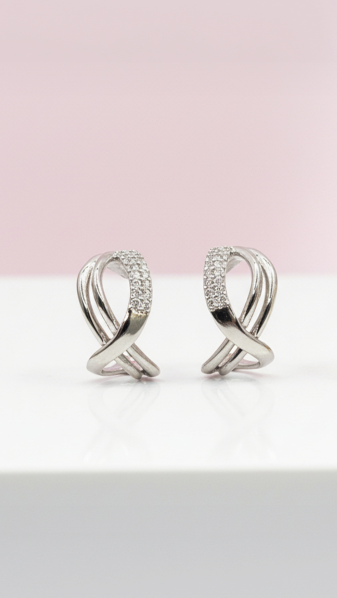 Cross Over Crystal Stud Huggie Earrings