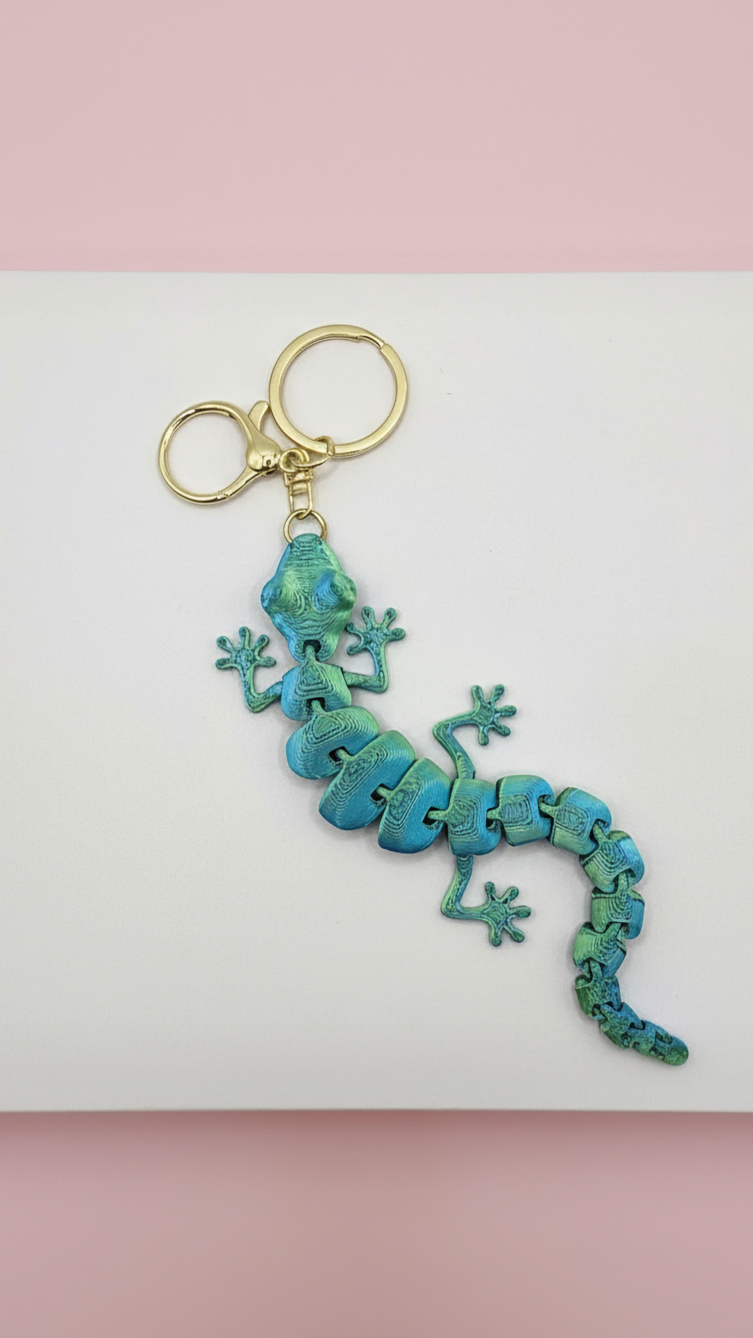 3D Printed Articulated Fantasy Gecko : Bioplastic Fidget Key Ring