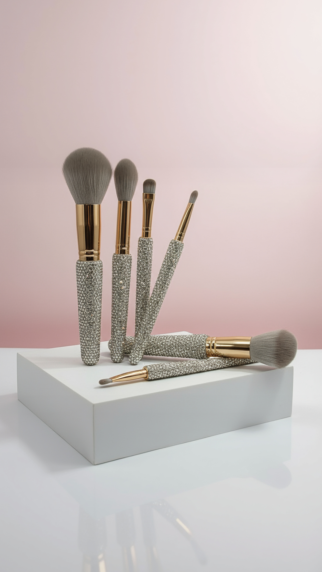 Crystal Encrusted Makeup Cosmetic Brush Set