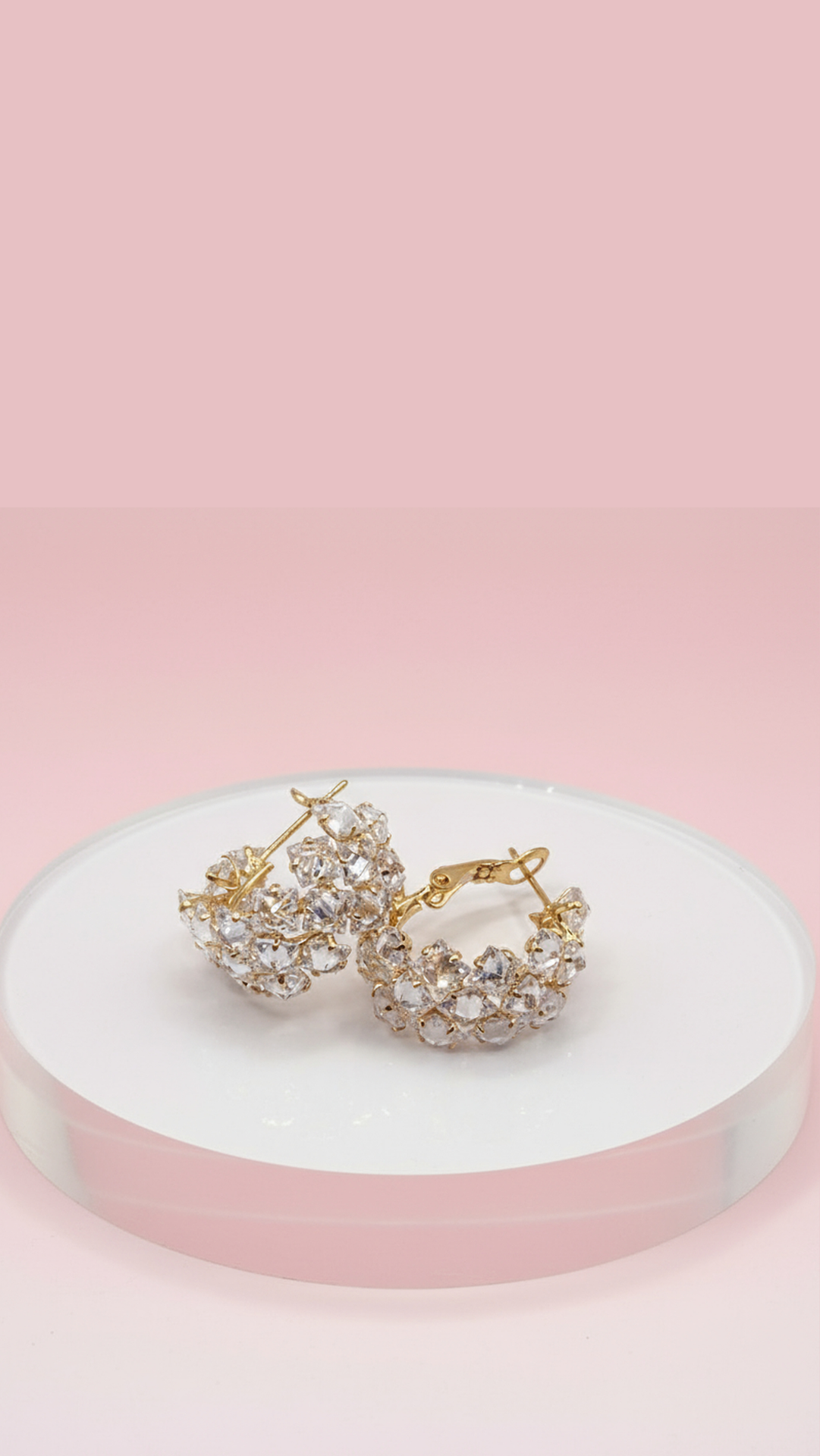 Crystal Round Huggie Stud Earrings