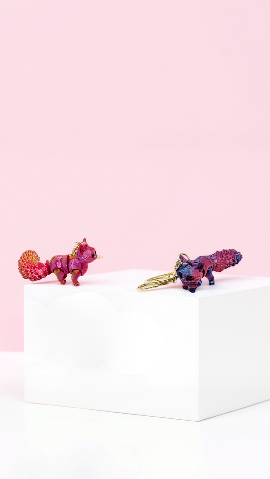 3D Printed Articulated Fantasy Tree Squirrel : Bioplastic Fidget Key Ring