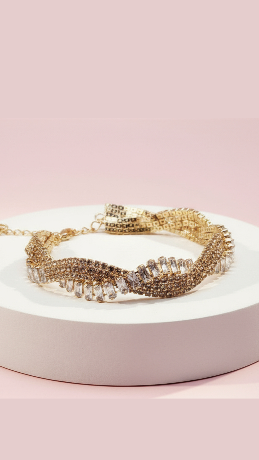 Twisted Baguette Cut Crystal Bracelet