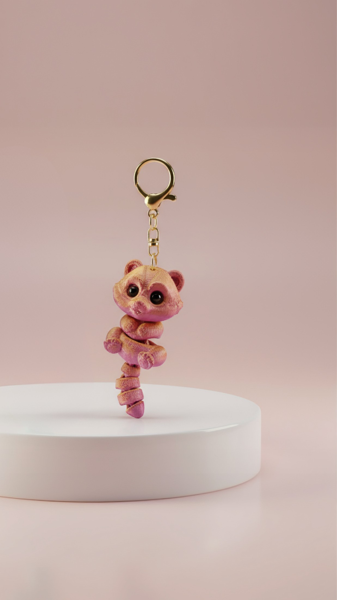 3D Printed Articulated Fantasy Racoon : Bioplastic Fidget Key Ring