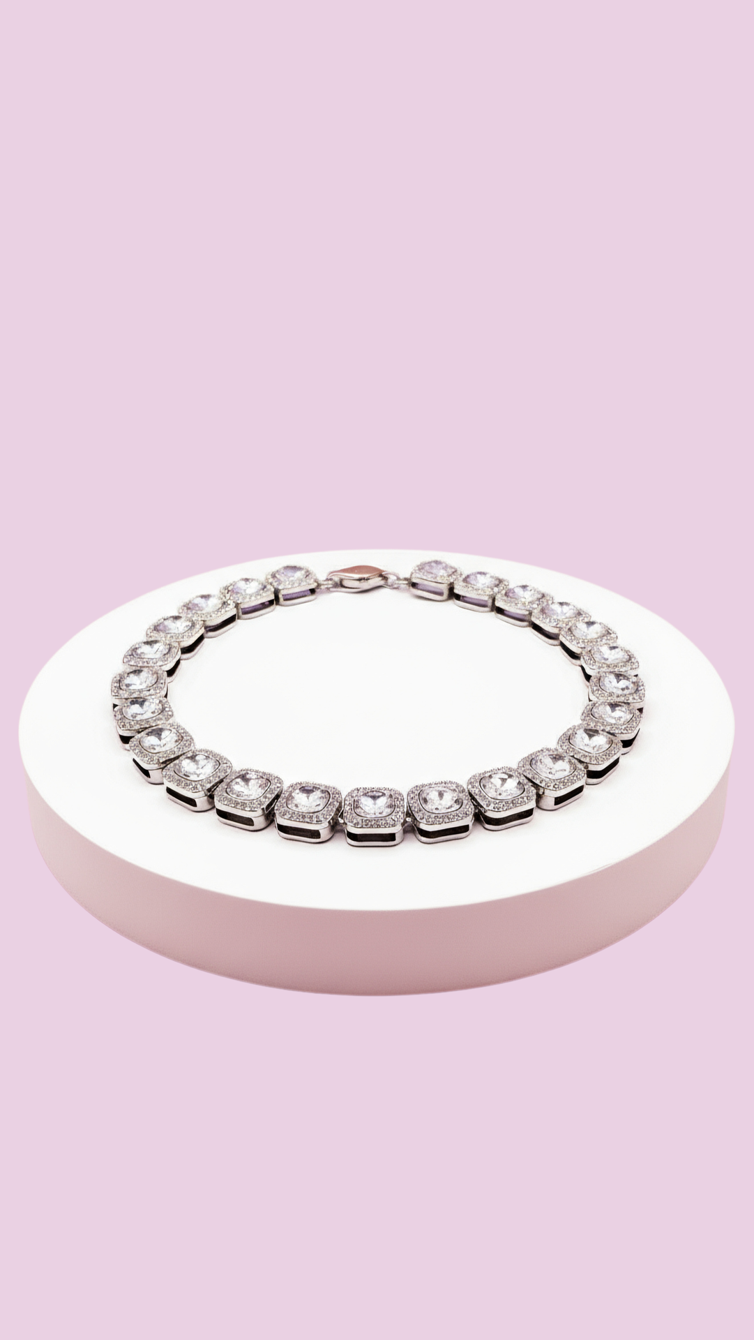 Square Crystal Iced Out Square Necklace