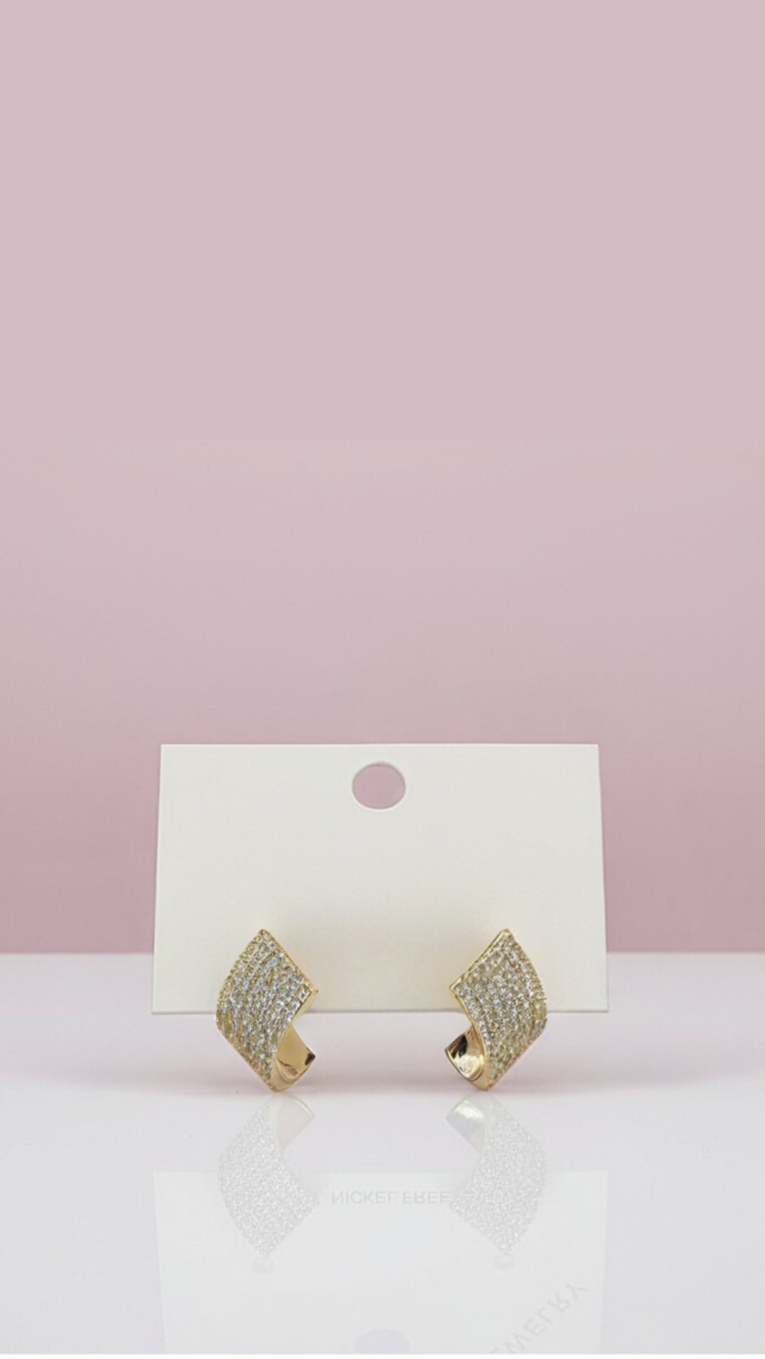 Micro Crystal Curved Pavé Stud Earrings