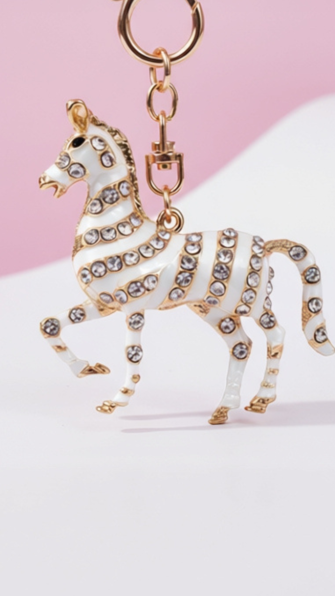 Stripey Crystal Horse Key Ring & Bag Charm