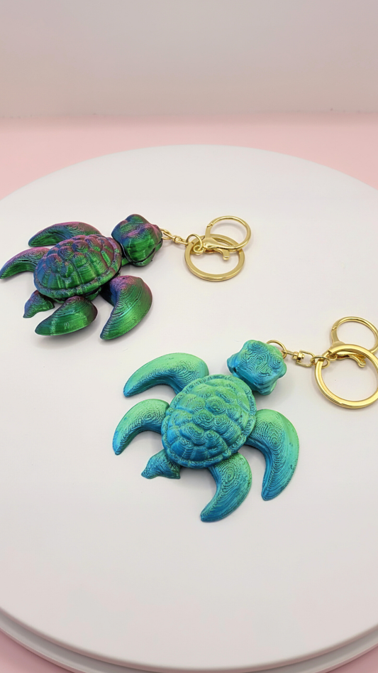 3D Printed Fantasy Turtle : Bioplastic Fidget Key Ring & Bag Charm