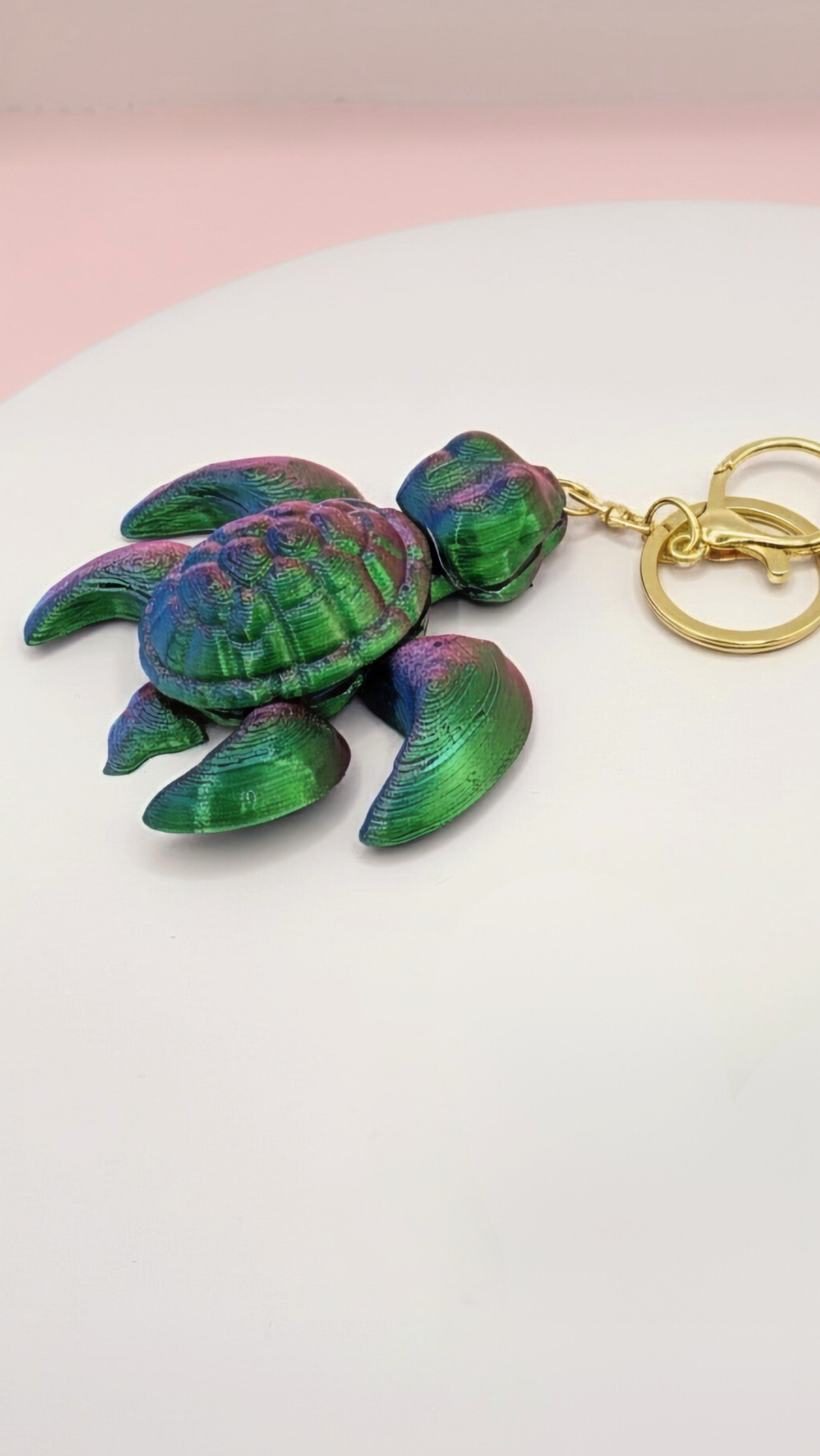3D Printed Fantasy Turtle : Bioplastic Fidget Key Ring & Bag Charm