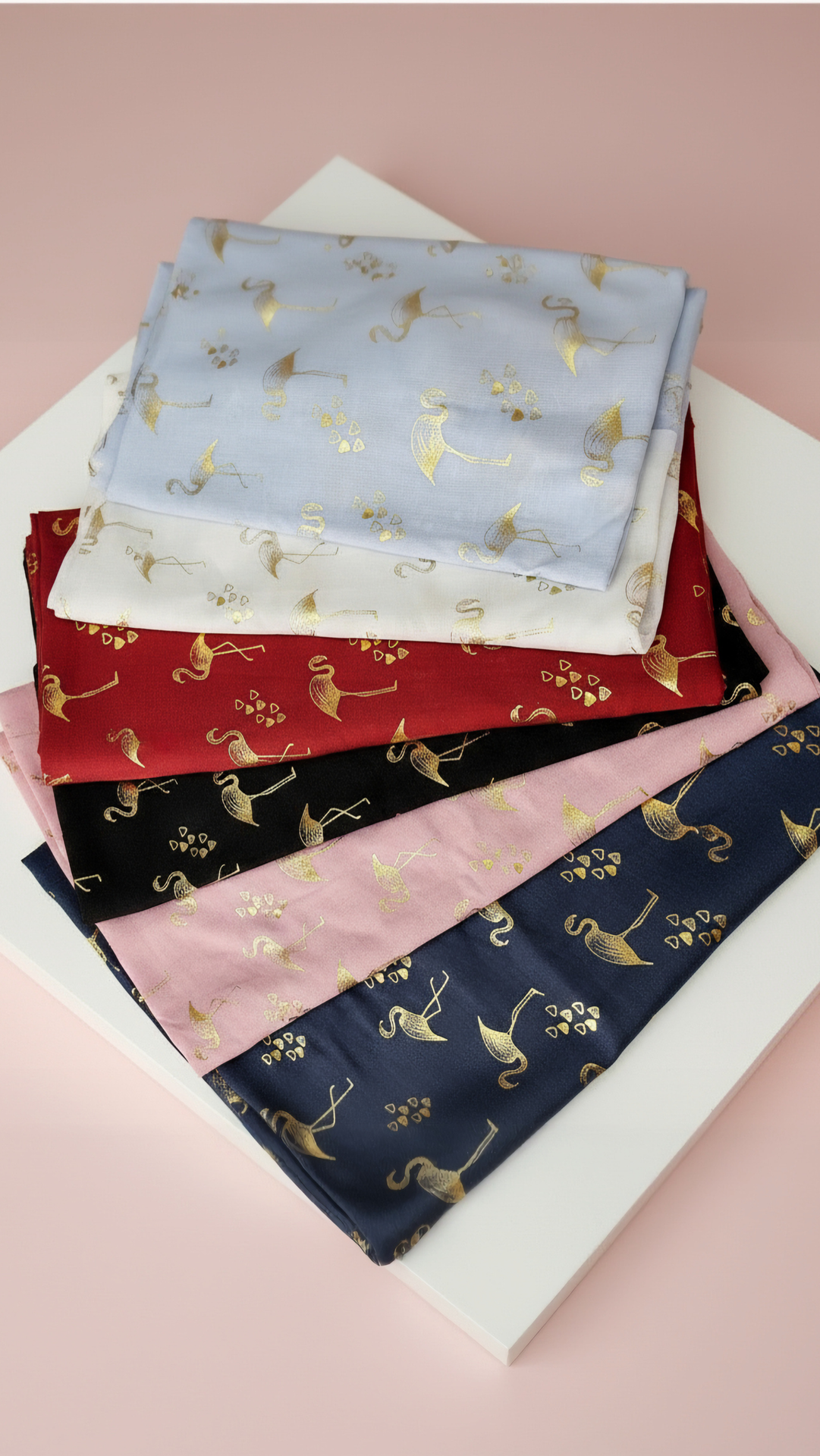 Flamingo & Love Hearts Shimmer Gold Foil Scarf Pack of 12