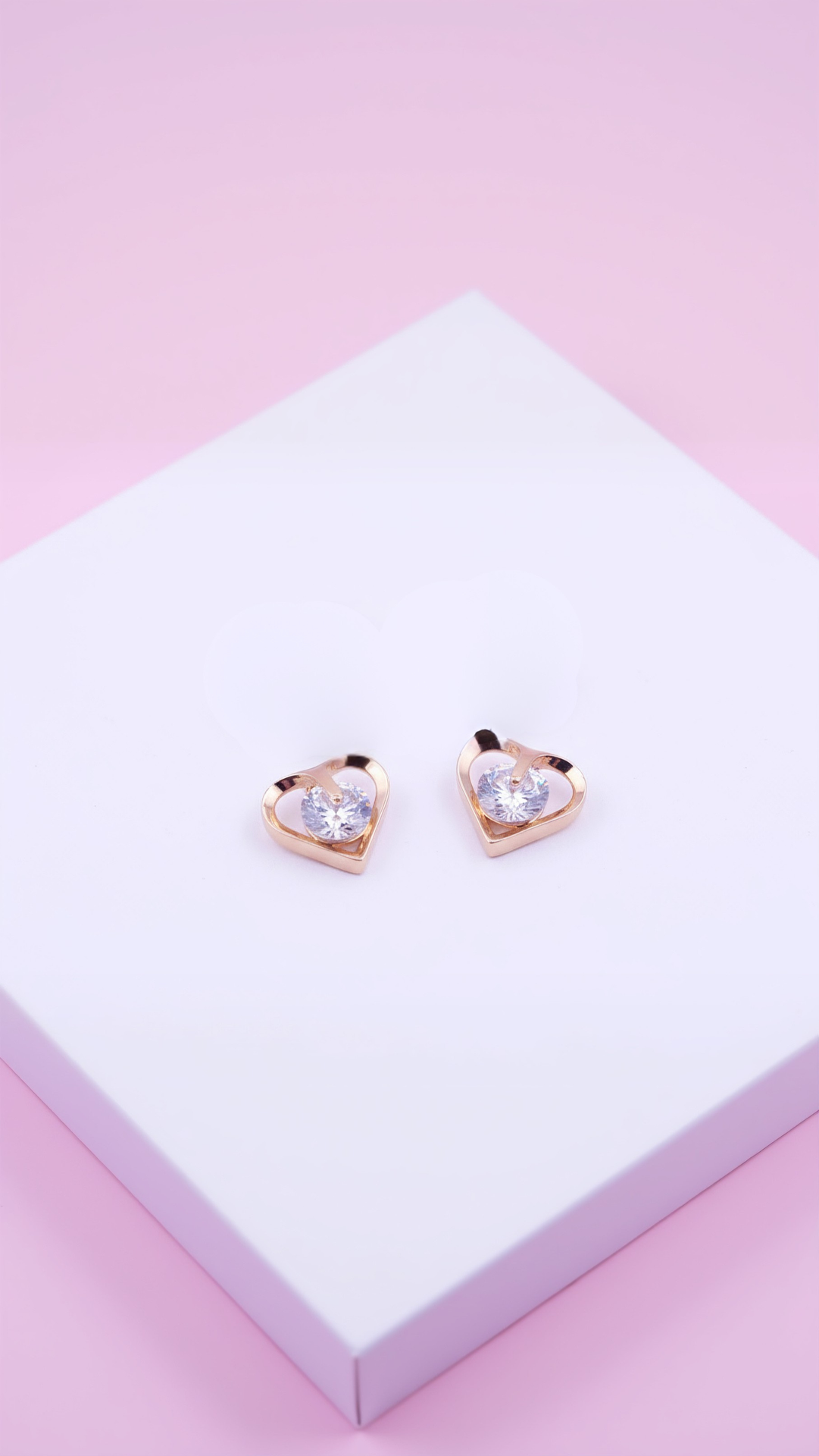 Sweet Heart Crystal Stud Earrings