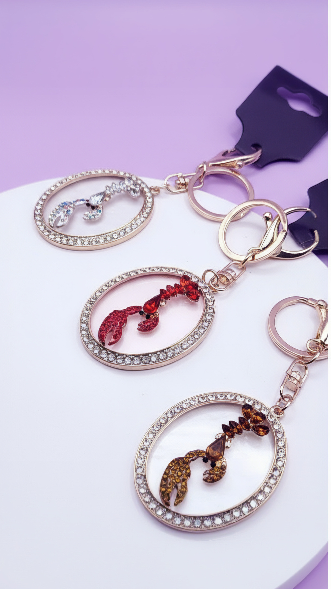 Lobster Crystal Key Ring & Bag Charm